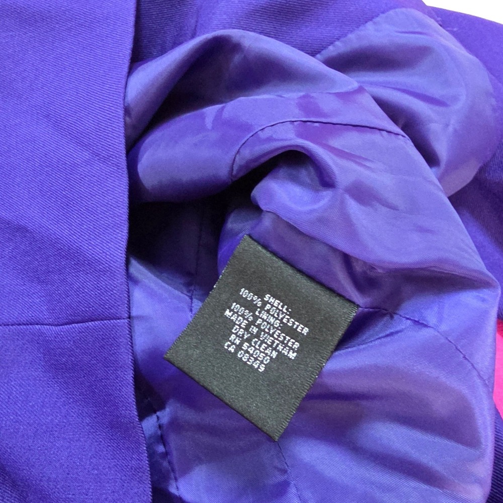 Kasper Petite Womens Purple 4-Button Pintuck Pleated Lined Blazer Jacket 6P - Picture 10 of 12